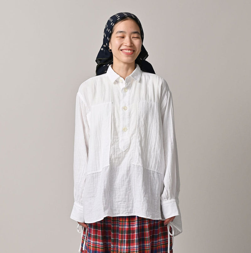 45R Gauze Doublecloth Boyfriend Blouse