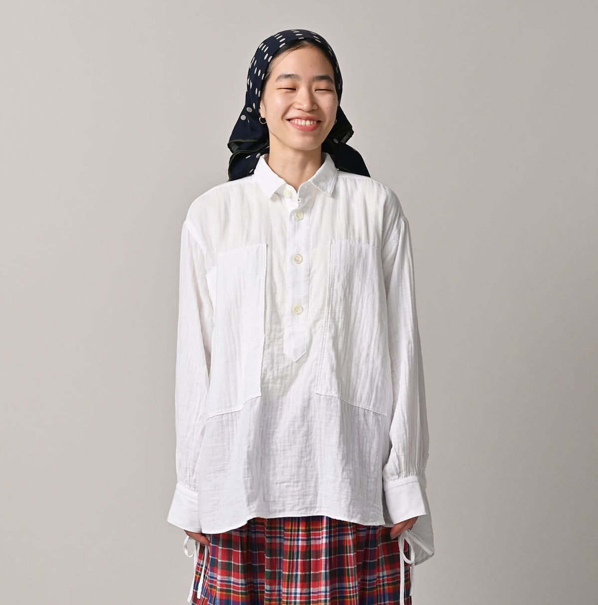 45R Gauze Doublecloth Boyfriend Blouse