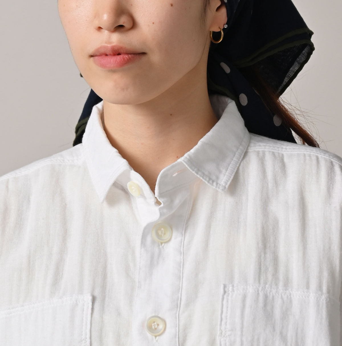 45R Gauze Doublecloth Boyfriend Blouse