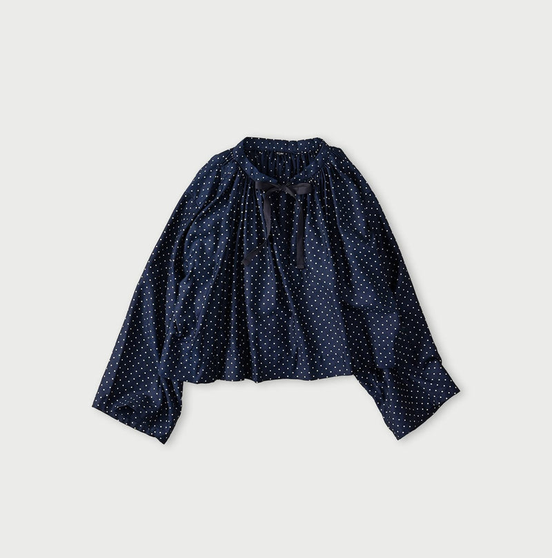 45R Indigo Dot Smocking Blouse - Image 1