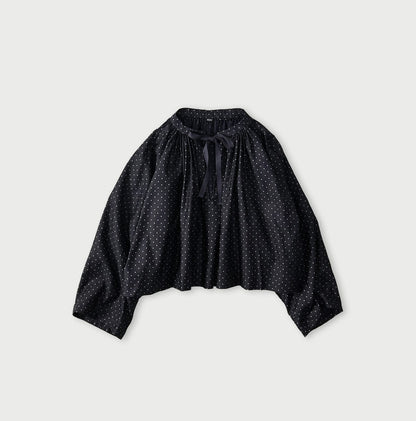 45R Indigo Dot Smocking Blouse