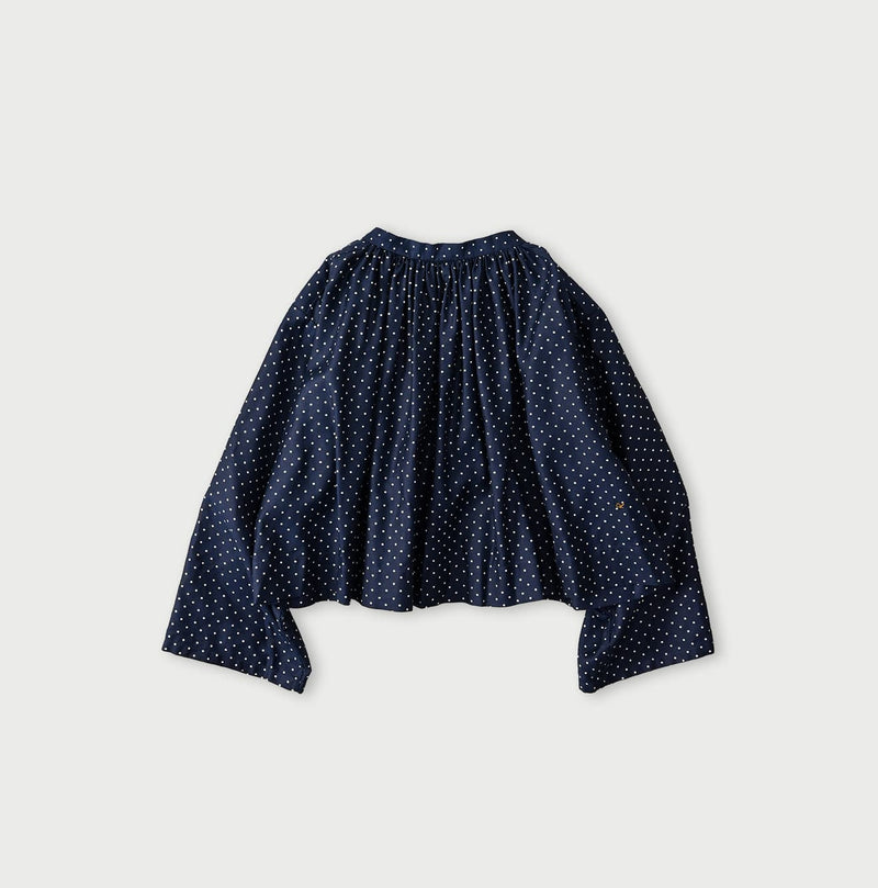 45R Indigo Dot Smocking Blouse