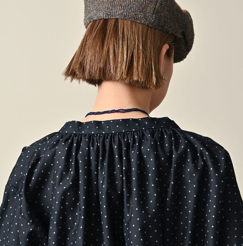 45R Indigo Dot Smocking Blouse - Image 9