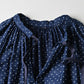 45R Indigo Dot Smocking Blouse