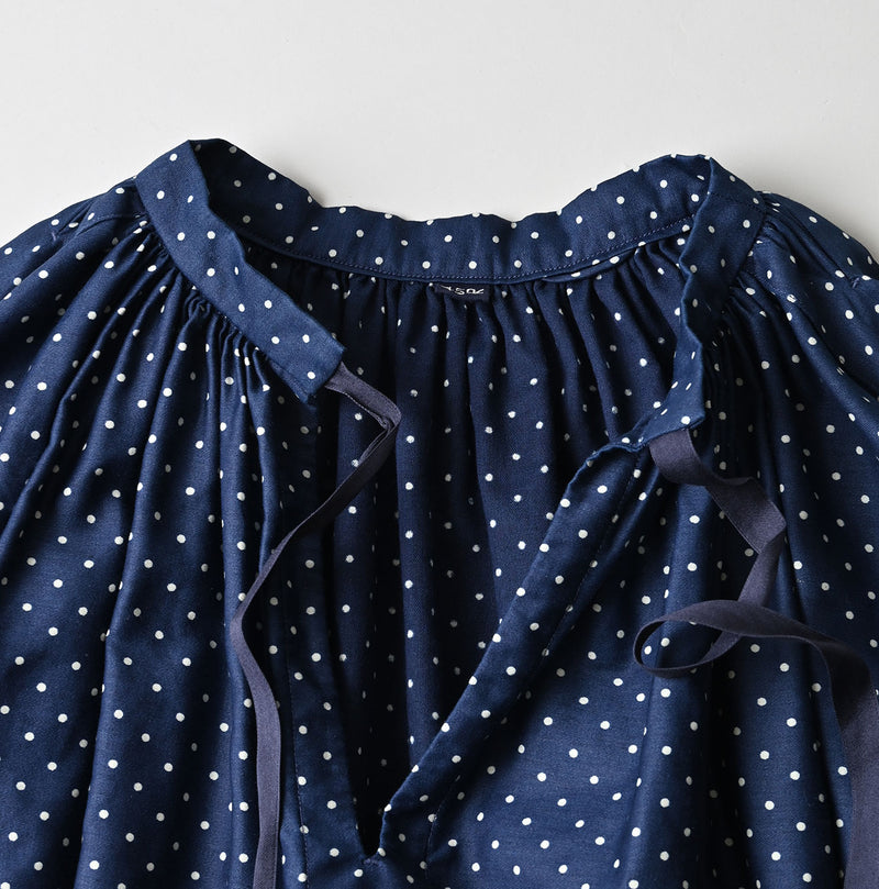 45R Indigo Dot Smocking Blouse - Image 12