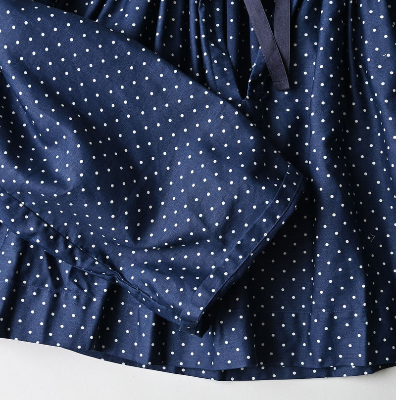 45R Indigo Dot Smocking Blouse