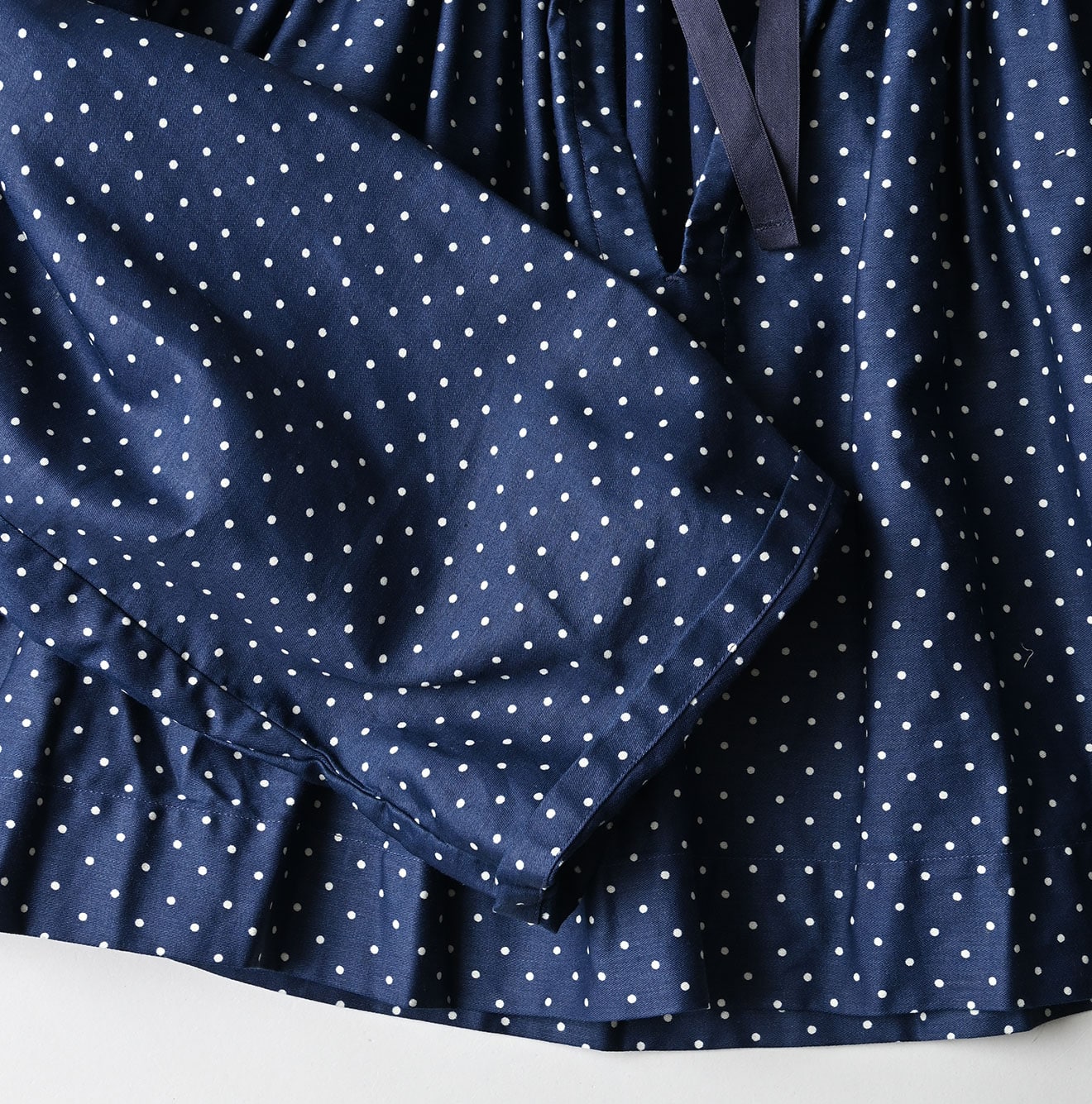 45R Indigo Dot Smocking Blouse