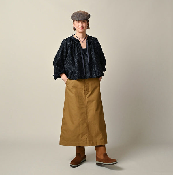 45R Indigo Dot Smocking Blouse