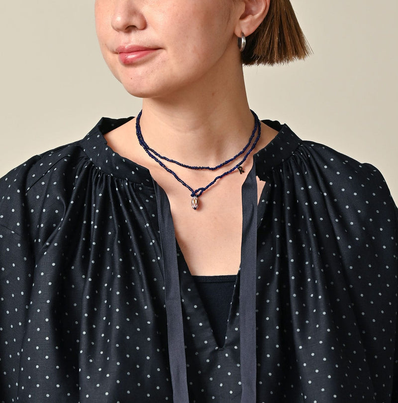 45R Indigo Dot Smocking Blouse - Image 7