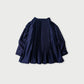 45R Indigo Awa Satin Pleats Smoking Blouse