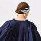 45R Indigo Awa Satin Pleats Smoking Blouse