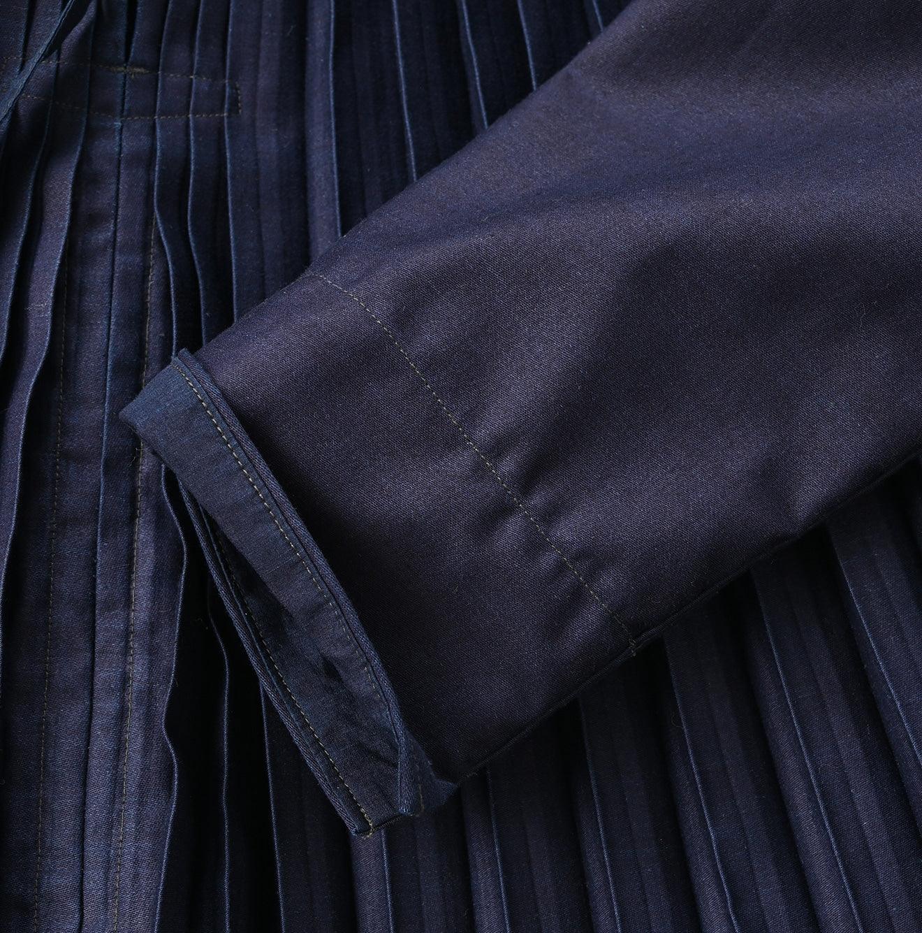 Indigo Awa Satin Pleats Smoking Blouse - 45R by 45rpm studio