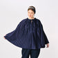 45R Indigo Awa Satin Pleats Smoking Blouse