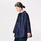 45R Indigo Awa Satin Pleats Smoking Blouse