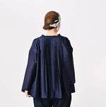 Indigo Awa Satin Pleats Smoking Blouse - 45R by 45rpm studio
