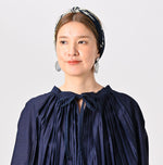 Indigo Awa Satin Pleats Smoking Blouse - 45R by 45rpm studio