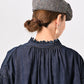 45R Indigo 45 Petit Denim Cutwork Embroidery Smocking Blouse