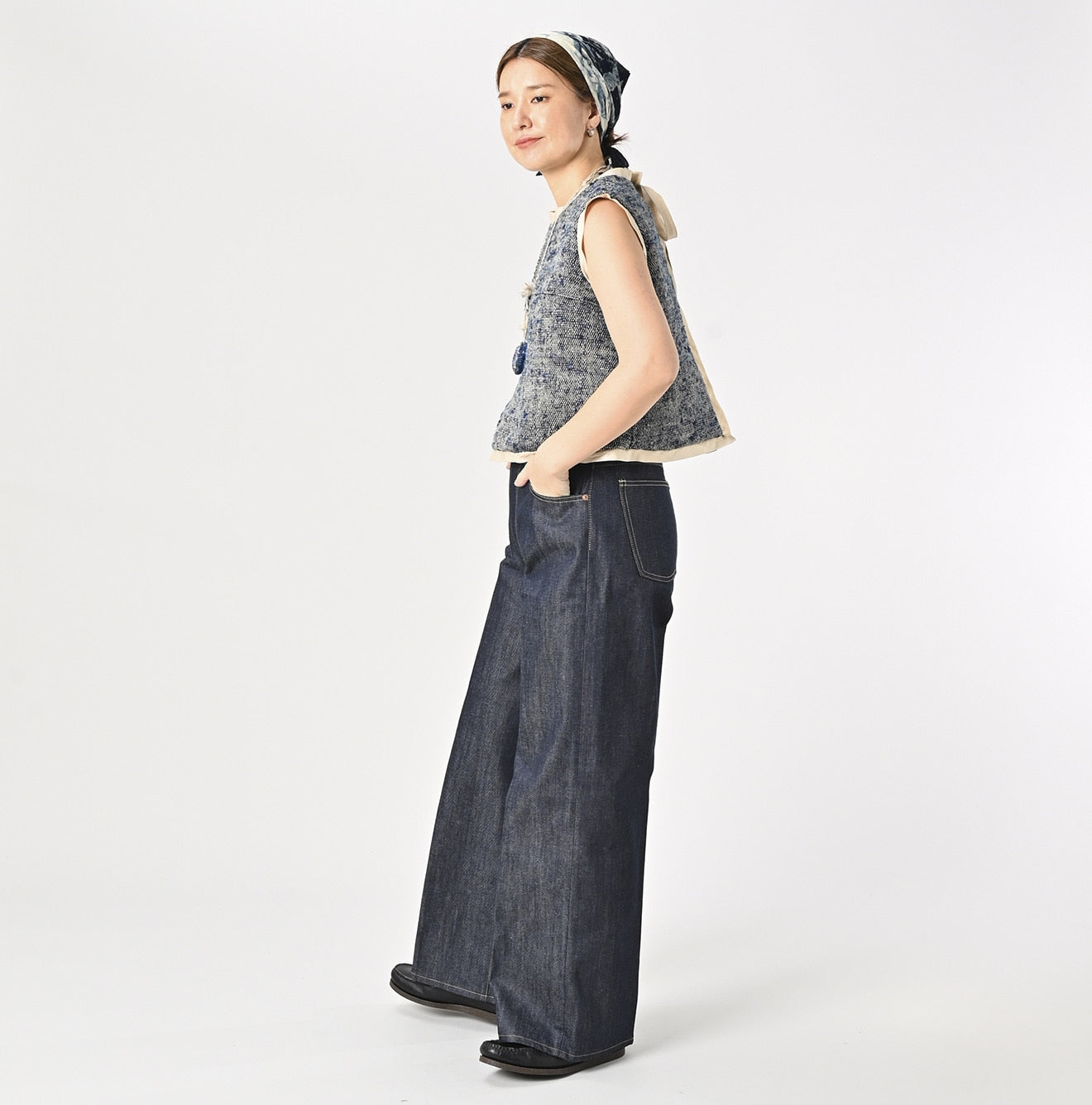 45R Ai Indigo Linen Silk Tweed Camisole