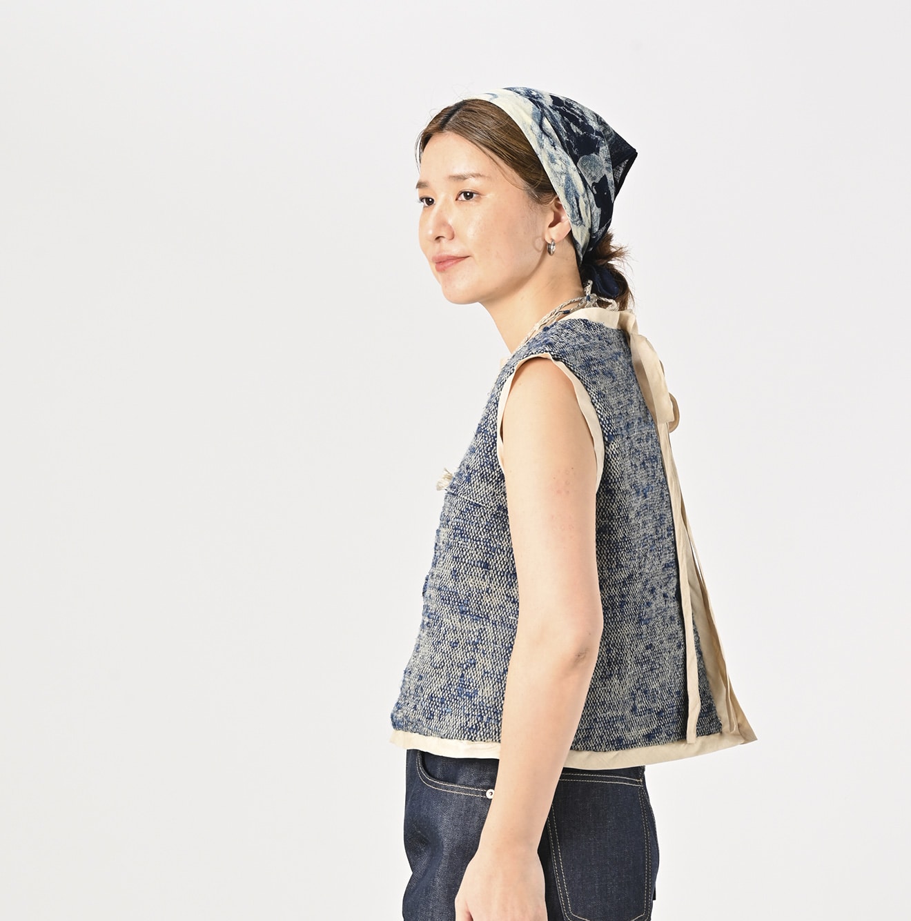 45R Ai Indigo Linen Silk Tweed Camisole