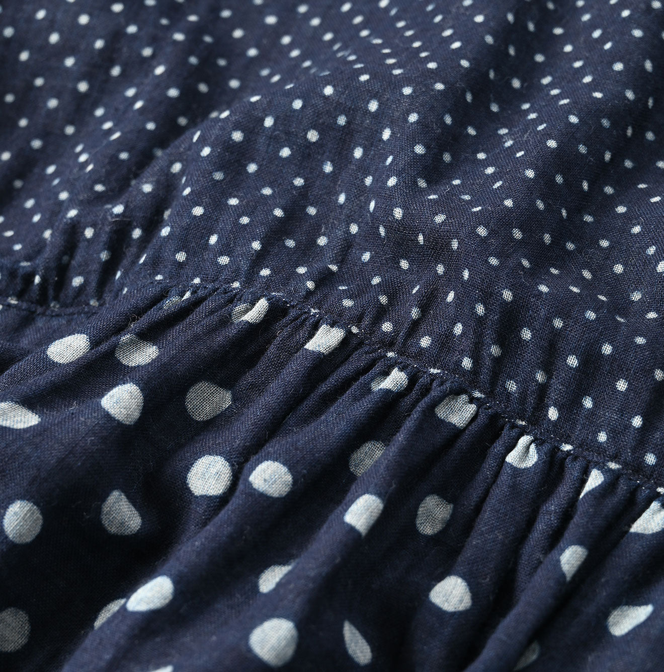 Indigo Fuwafuwa Double-woven Dots Blouse - 45R by 45rpm studio