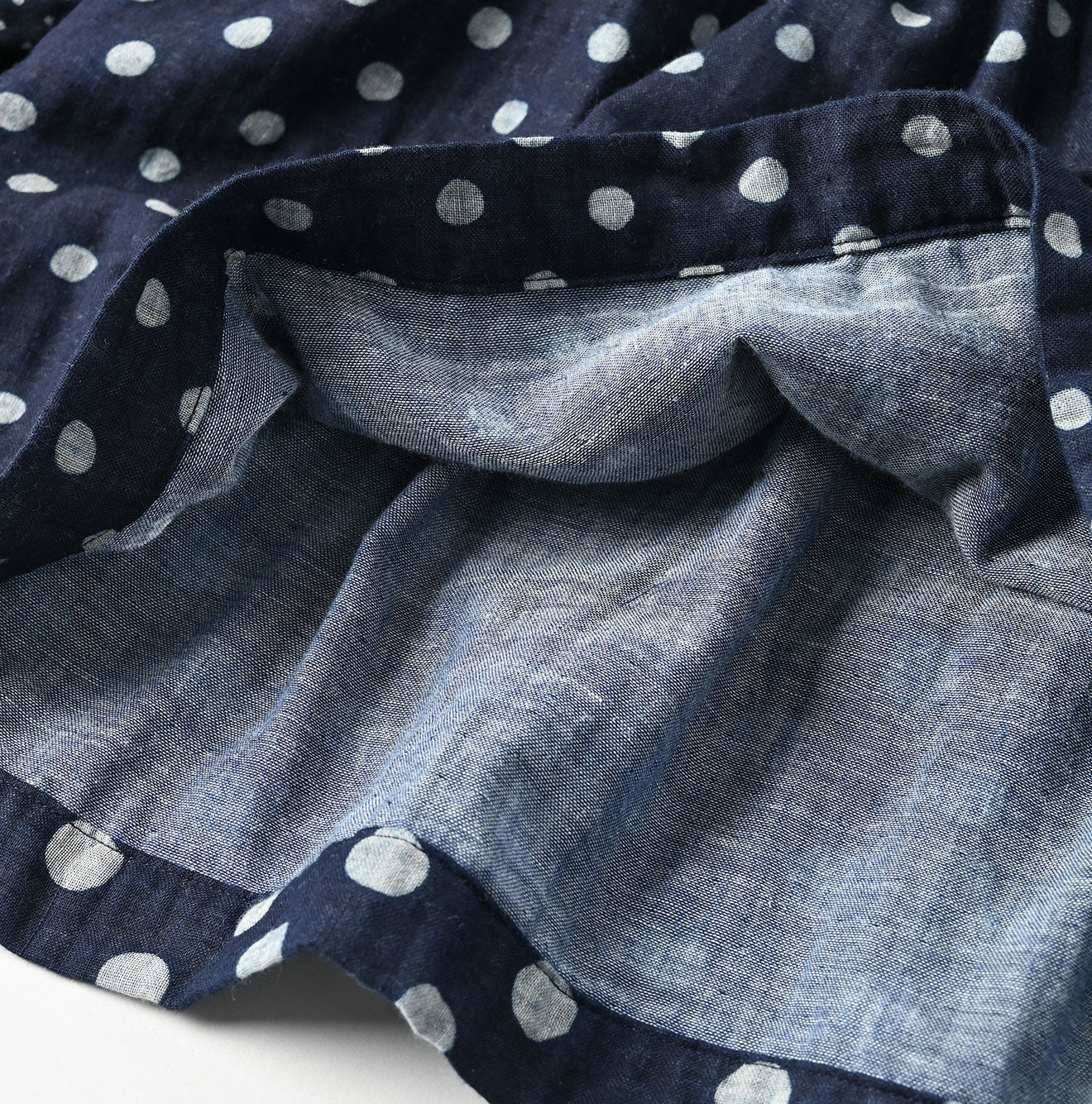 45R Indigo Fuwafuwa Double-woven Dots Blouse