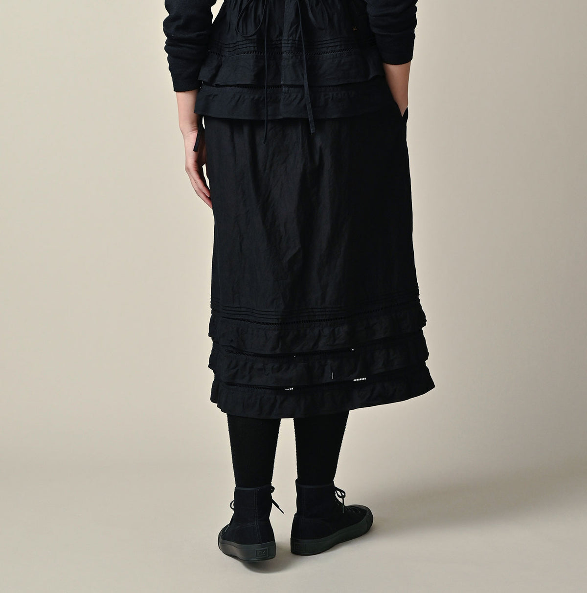 45R Indigo Back Sateen Tiered Frill Petti Skirt