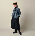 45R Indigo Dot Print Apron Skirt