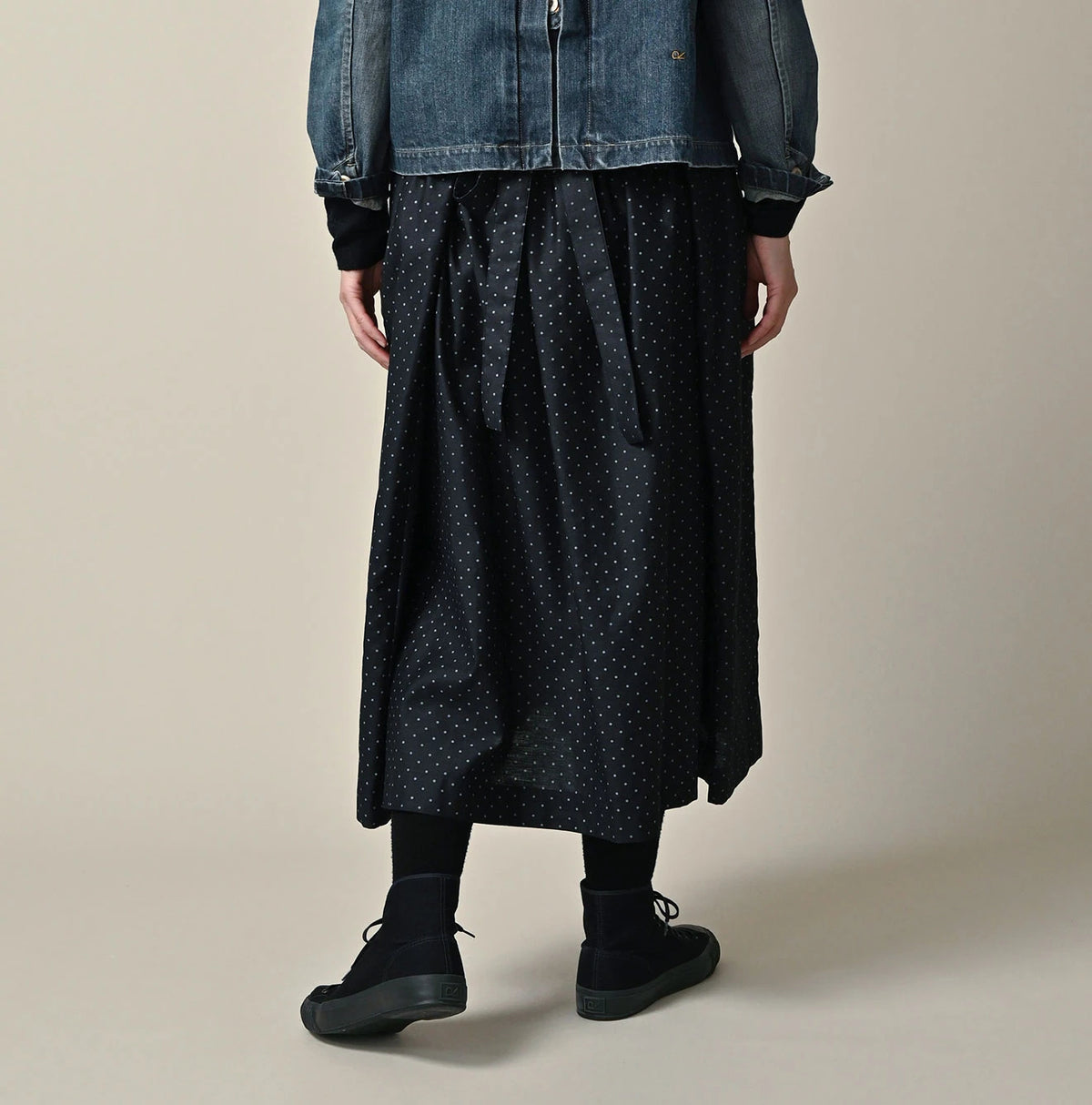 45R Indigo Dot Print Apron Skirt