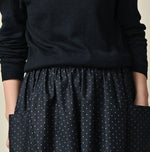 45R Indigo Dot Print Apron Skirt