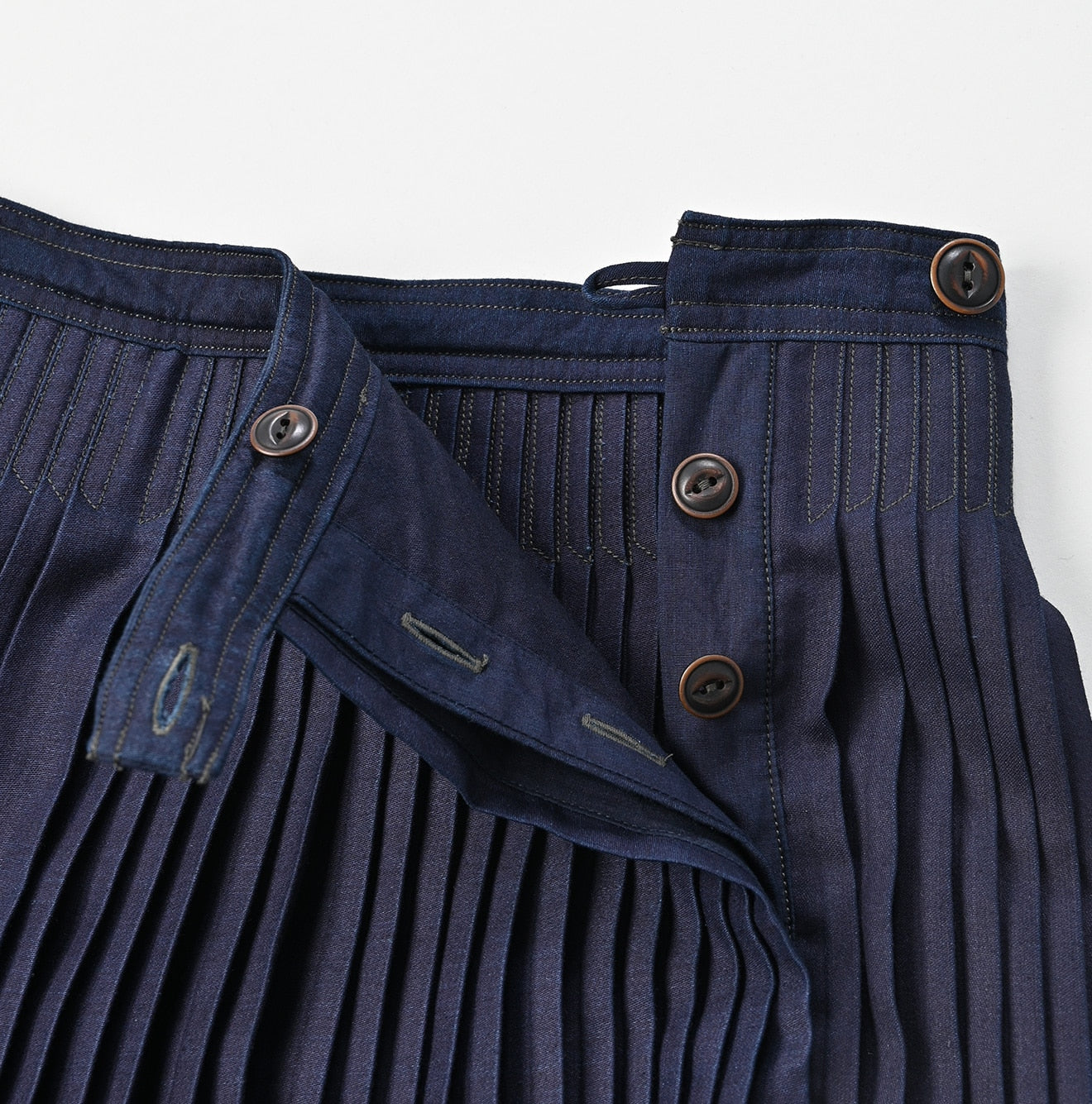 45R Indigo Awa Satin Pleats Skirt