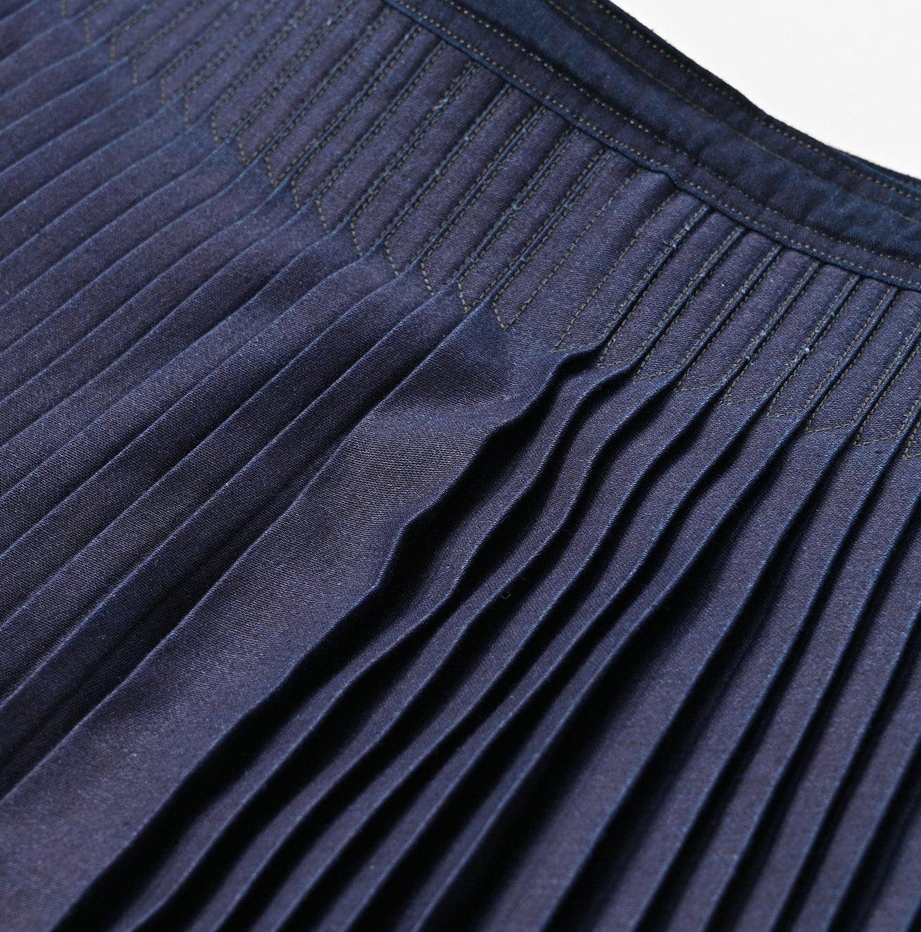 Indigo Awa Satin Pleats Skirt – 45R GLOBAL