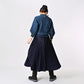 45R Indigo Awa Satin Pleats Skirt