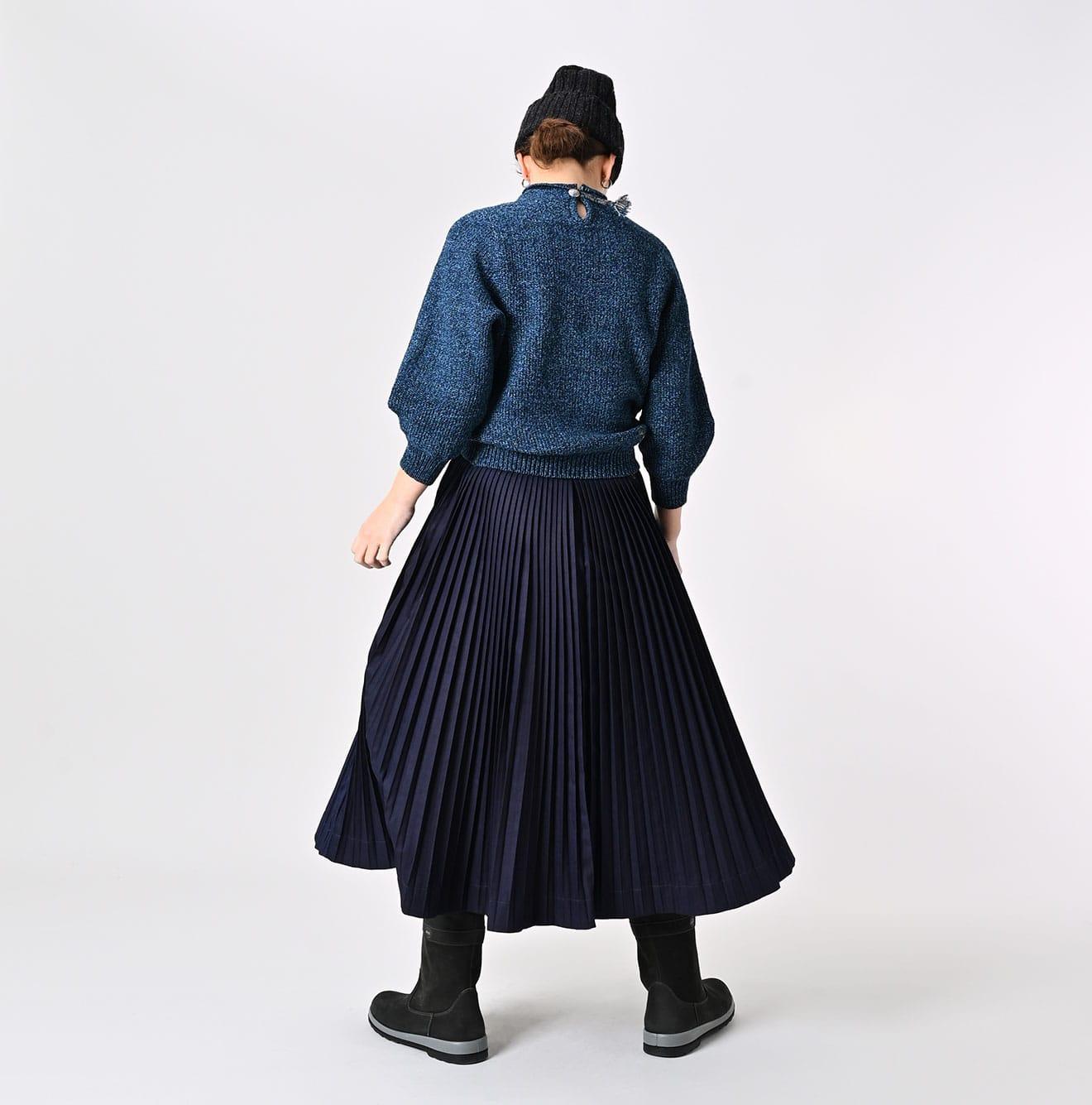 Indigo Awa Satin Pleats Skirt - 45R by 45rpm studio - Image 3