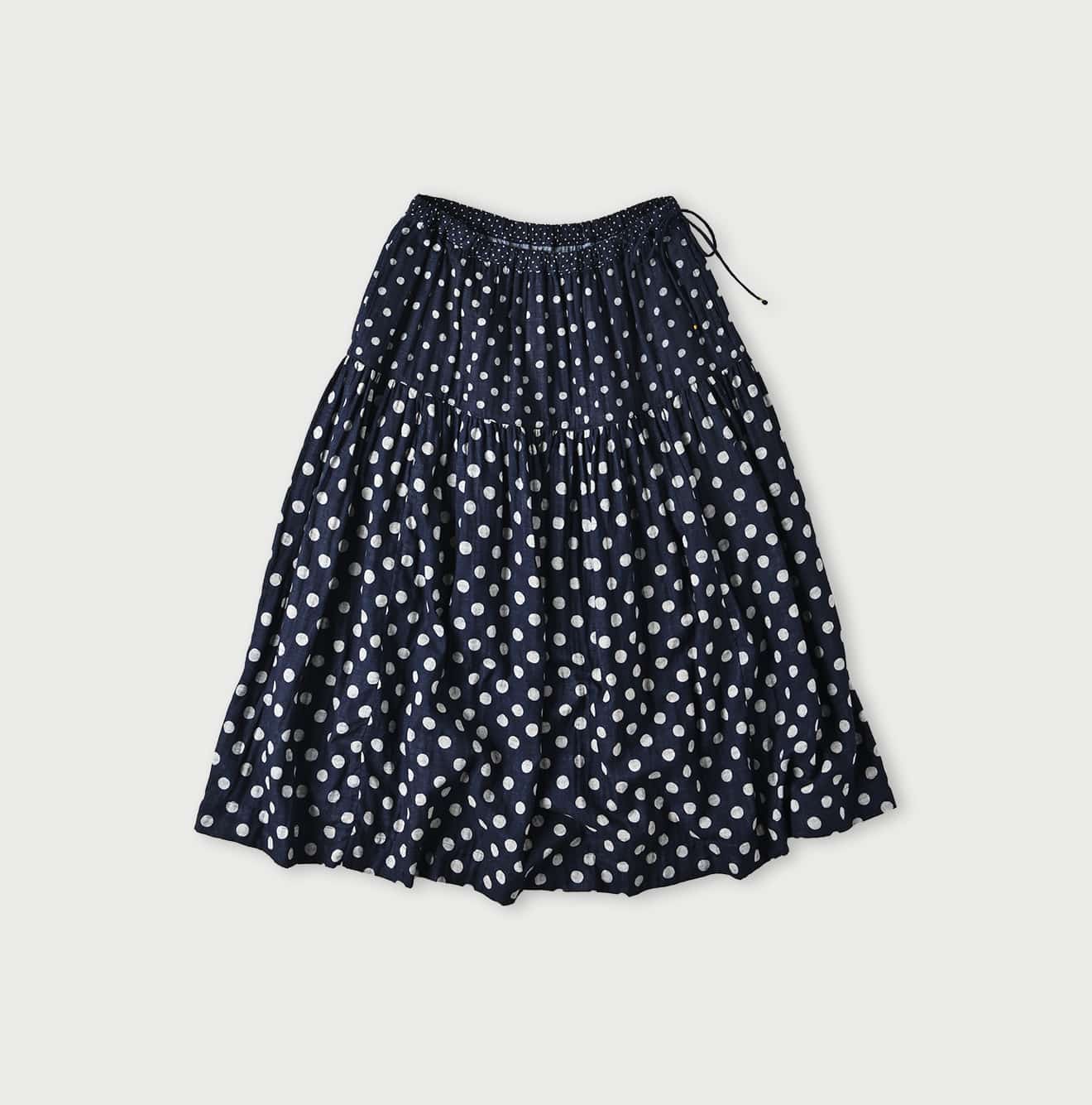 45R Indigo Fuwafuwa Double-woven Tiered Skirt