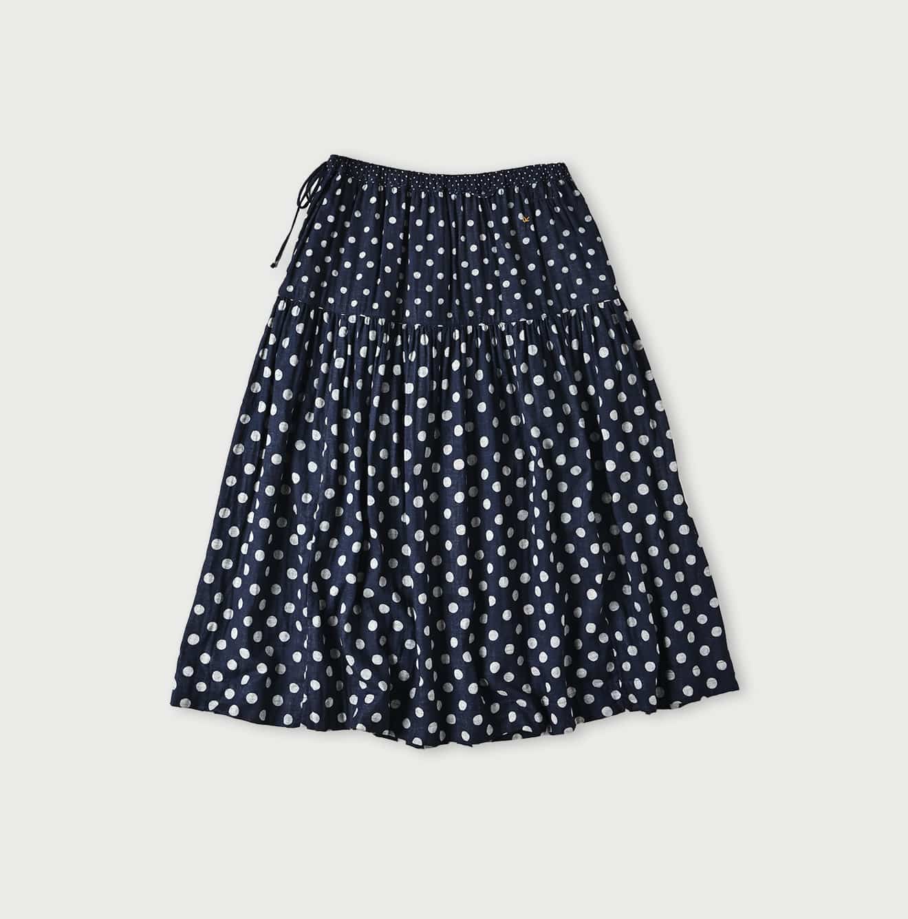 45R Indigo Fuwafuwa Double-woven Tiered Skirt