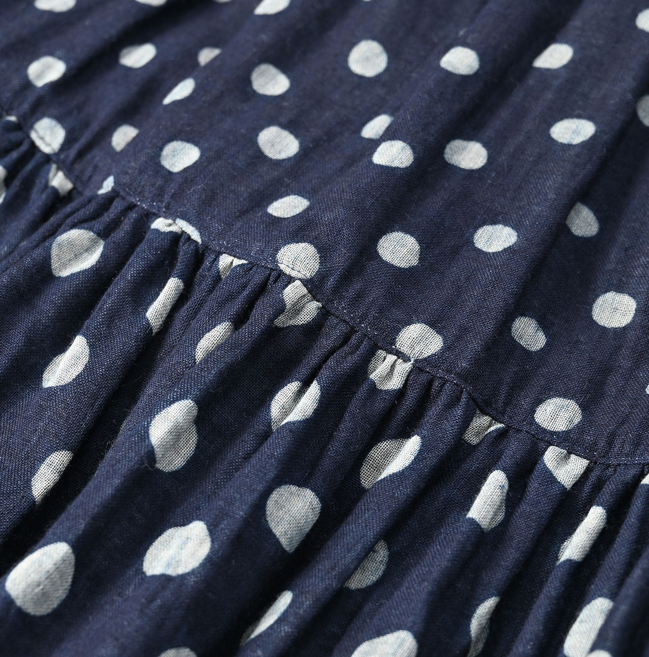 45R Indigo Fuwafuwa Double-woven Tiered Skirt