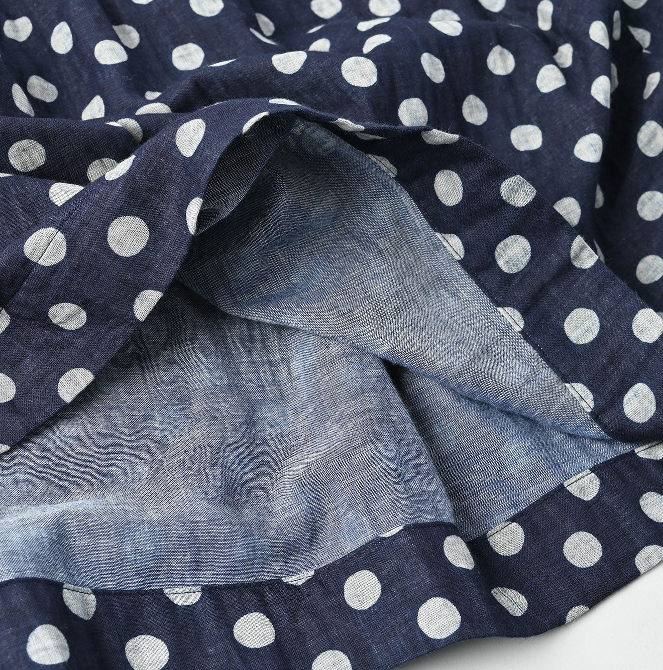 45R Indigo Fuwafuwa Double-woven Tiered Skirt