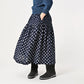 45R Indigo Fuwafuwa Double-woven Tiered Skirt