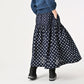 45R Indigo Fuwafuwa Double-woven Tiered Skirt