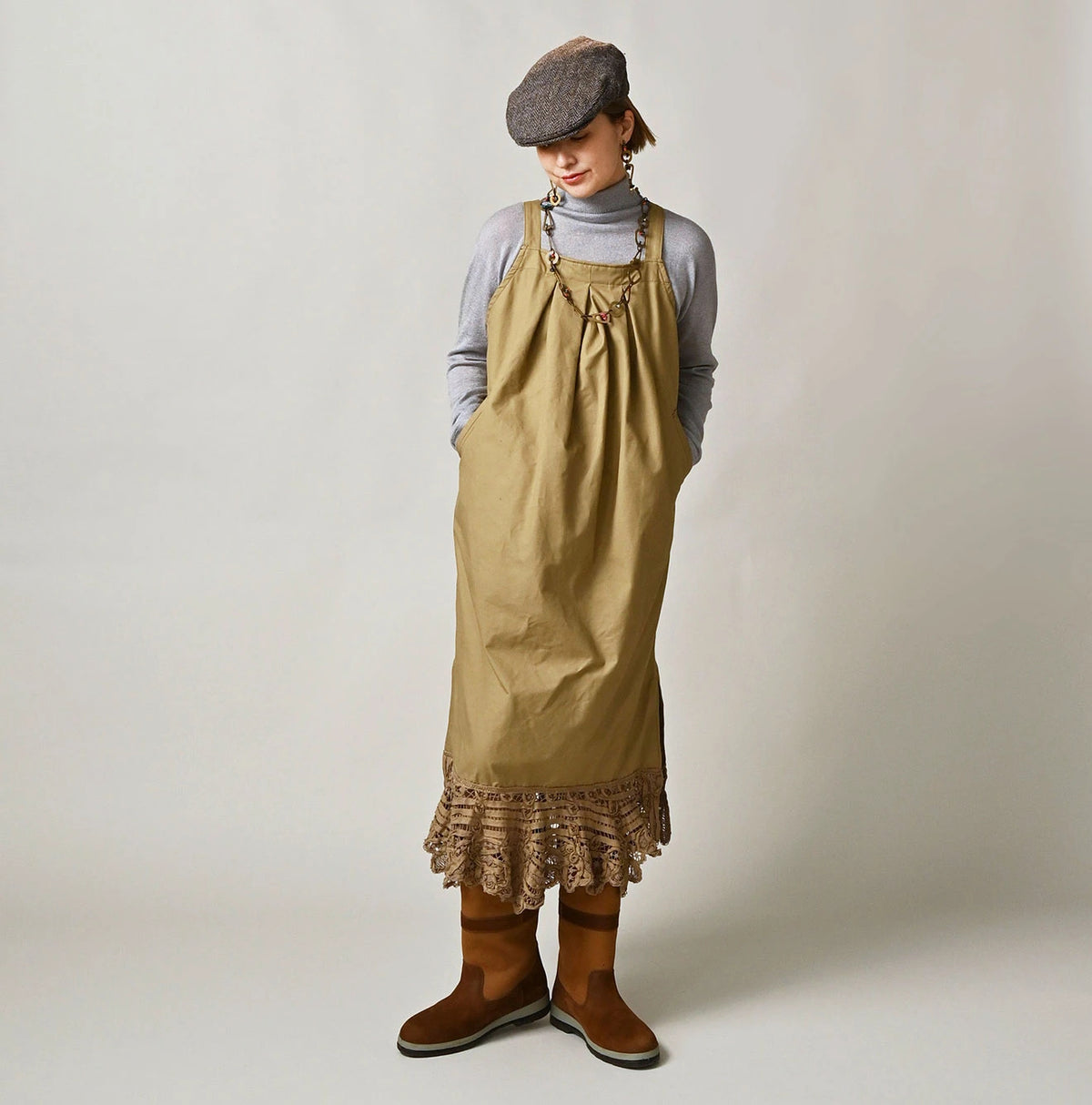 45R High-Density Duck x Ribbon Lace Tuck Tuck Dress
