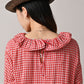 45R Gauze Doublecloth Frilled Collar Plaid Dress