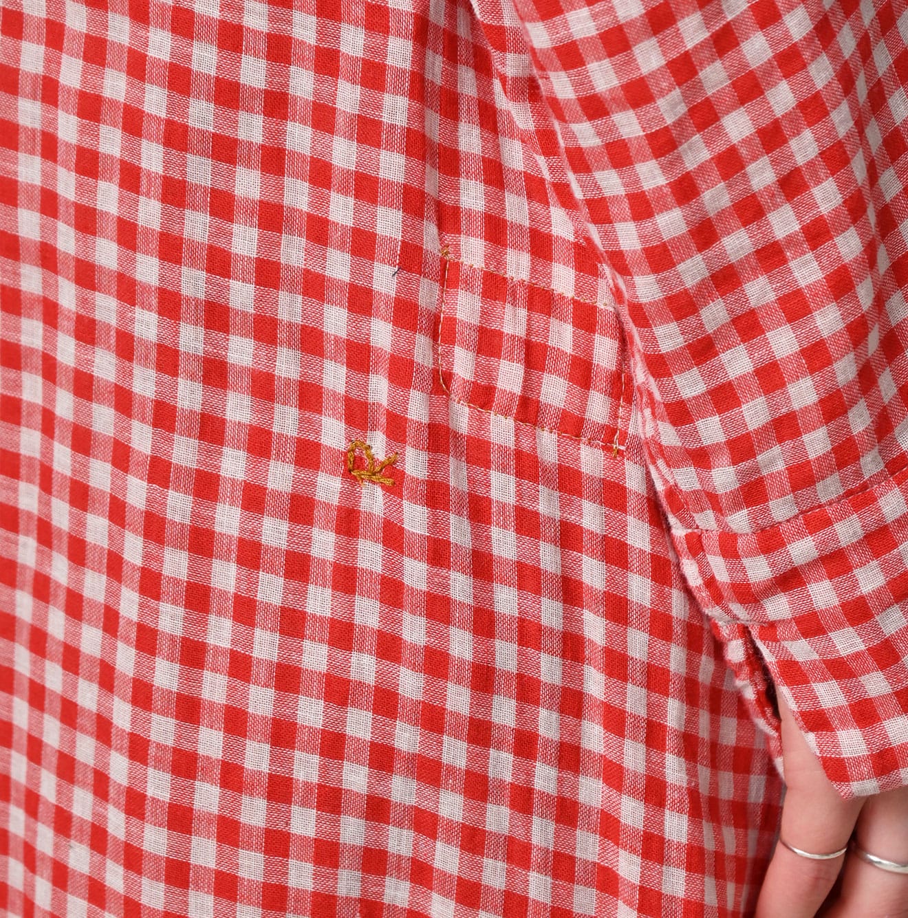 45R Gauze Doublecloth Frilled Collar Plaid Dress - Image 10