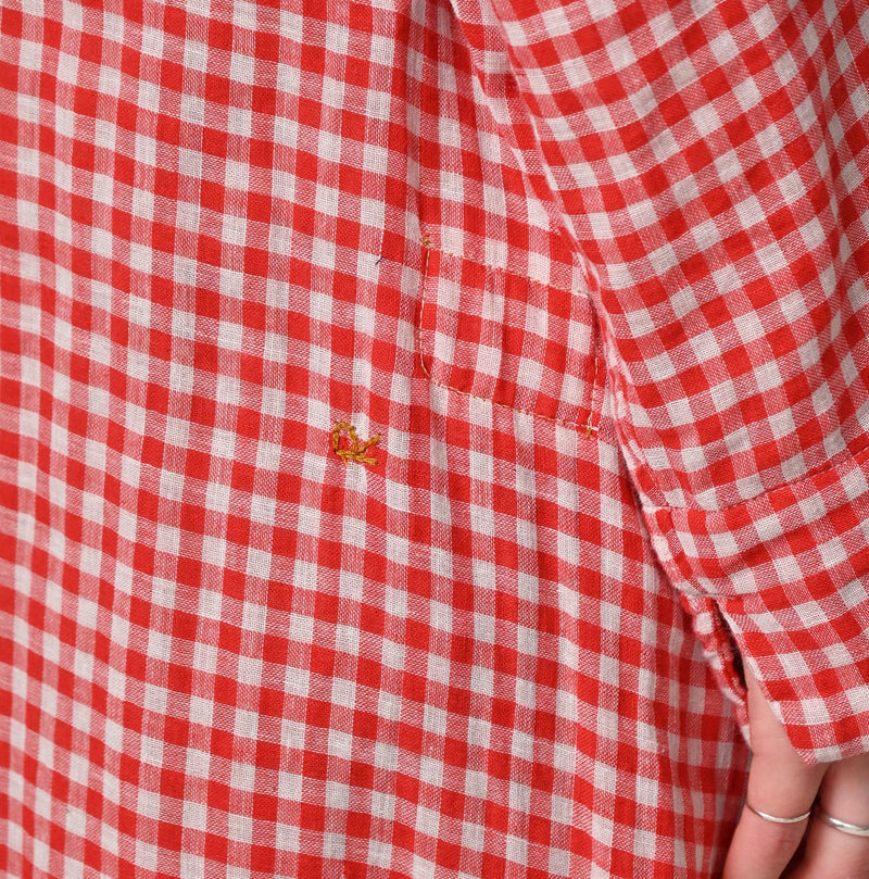 45R Gauze Doublecloth Frilled Collar Plaid Dress - Image 10