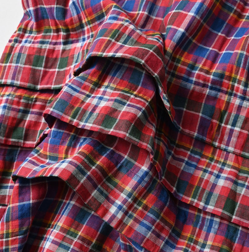 45R Gauze Doublecloth Frilled Collar Plaid Dress - Image 14