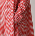 45R Gauze Doublecloth Frilled Collar Plaid Dress