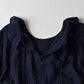 45R Indigo Gauze Doublecloth Frilled Collar Dress