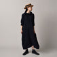 45R Indigo Gauze Doublecloth Frilled Collar Dress