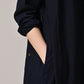 45R Indigo Gauze Doublecloth Frilled Collar Dress