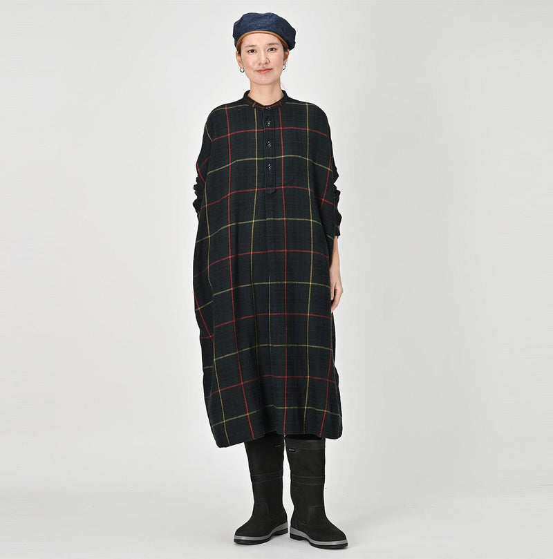 Indigo Zimba Flannel Big Shirt-dress