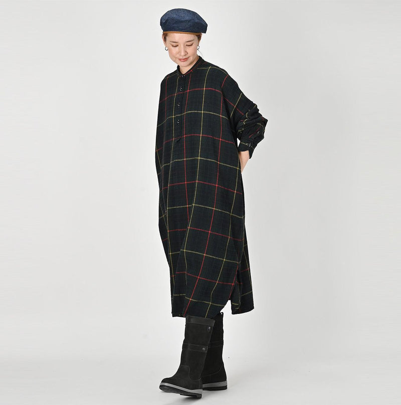 Indigo Zimba Flannel Big Shirt-dress